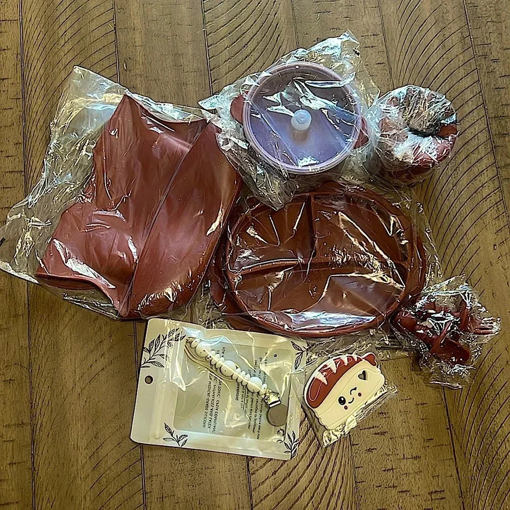 New Gift Set Baby Silicone Suction Plate, Pocket Bib, Suction Bowl, Cup + More